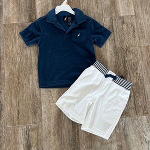 Nautica Boys 3T Navy Short Sleeve Polo with Chest Pocket and Shorts 2 pc set NEW